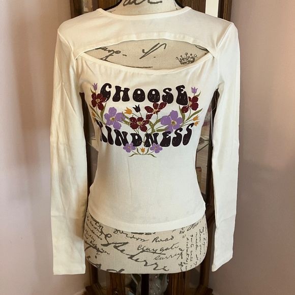 SO Tops - Price Drop!!NWT Choose Kindness Long-sleeved Cut-out Top